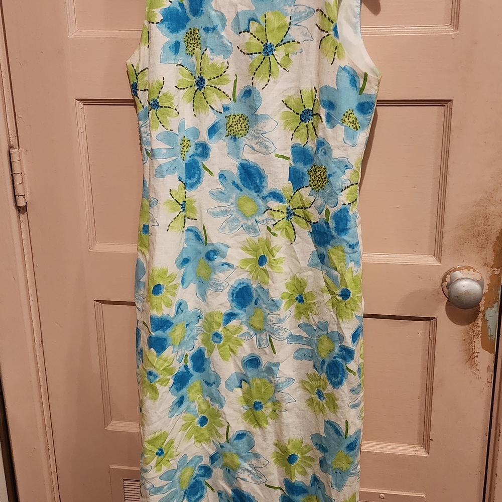 Jessica Howard Blue and Green Floral Midi Dress